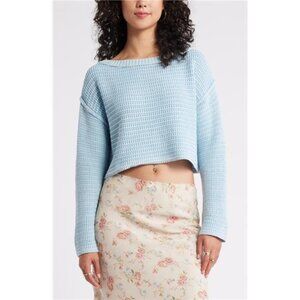 Textured Crop Cotton Sweater